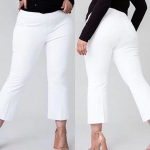 SPANX Pants Womens 3XL White Stretch On The Go Silver Lining Kick Flare Ankle